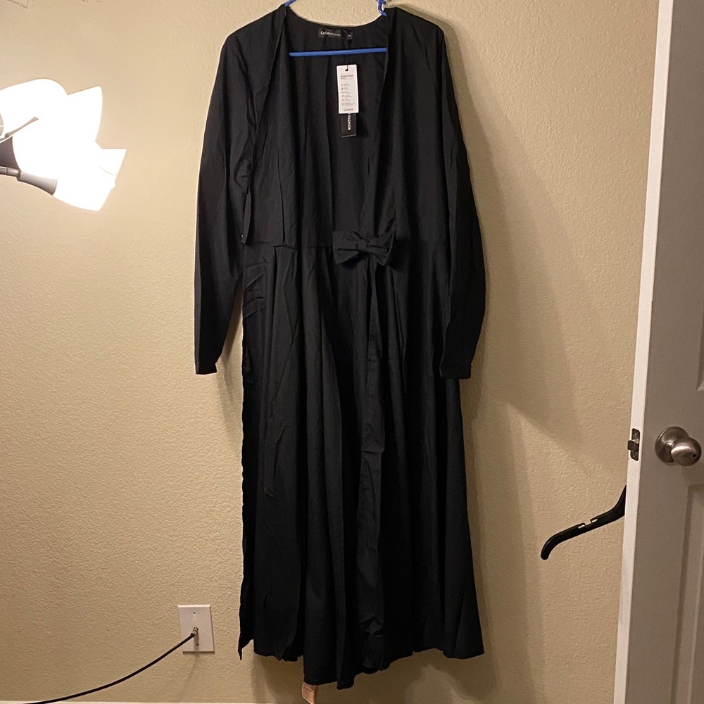 Chic Black Long Sleeve Long Over clothes Cover Up